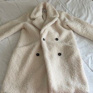 Nine West Size L White Fluffy Teddy Coat
